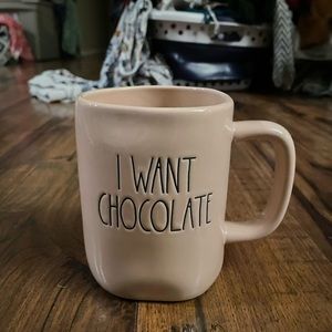 Rae Dunn light peach I love chocolate mug